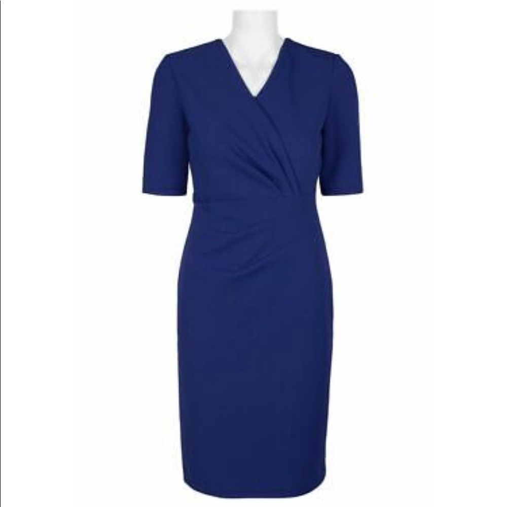 Tahari by Arthur S Levine Blue Wrap Bodycon Dress